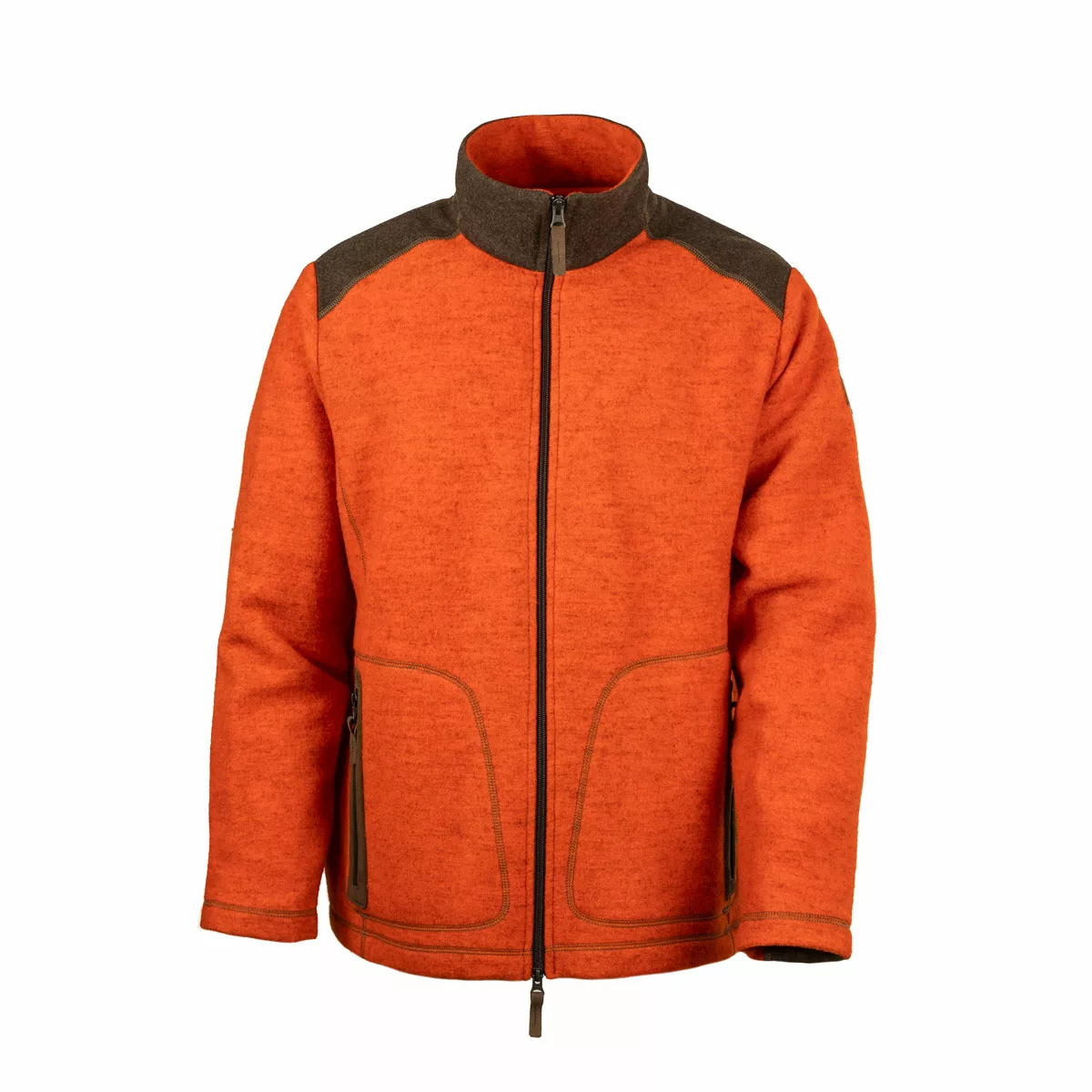 Lodenfleece-Jacke in Orange, Frontansicht