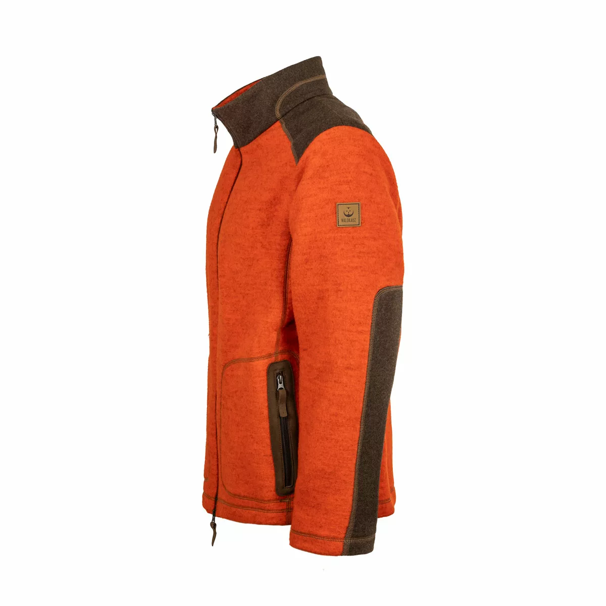 Lodenfleece-Jacke in Orange, Seitenansicht